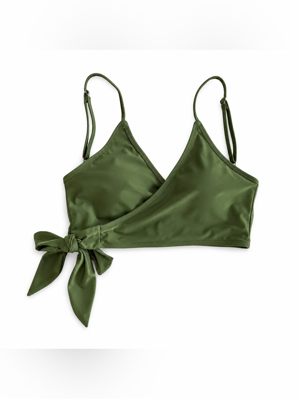 SHEIN Olive Green Wrap Bikini Top | Side Tie Swim Top | Size Medium